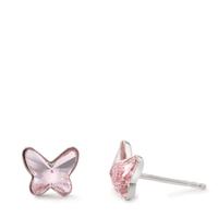 Ohrstecker Silber Zirkonia rosa, 2 Steine rhodiniert Schmetterling Ø8 mm-599226