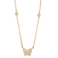 Collier Silber Zirkonia gelb vergoldet Schmetterling 40-45 cm verstellbar-599259