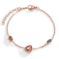 Armband Edelstahl synth. Stein 3 Steine rosé IP beschichtet 18-21 cm verstellbar-599510