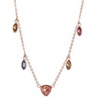 Collier Edelstahl synth. Stein 5 Steine rosé IP beschichtet 42-47 cm verstellbar-599511