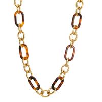 Collier Edelstahl synth. Schildpatt gelb IP beschichtet 45-48 cm verstellbar-599515