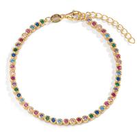 Armband Silber Zirkonia bunt, 49 Steine gelb vergoldet 16-19 cm verstellbar-599680