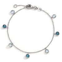 Armband 585/14 K Weissgold Topas blau, 7 Steine 17.5-19.5 cm verstellbar-599928