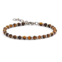 Armband Edelstahl Tigerauge braun 19-22 cm verstellbar Ø4.7 mm-599988
