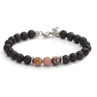 Armband Edelstahl Rhodolith, Lava 22-23.5 cm verstellbar Ø8.5 mm