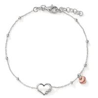 Armband Silber rosé bicolor Herz 17-19 cm verstellbar-600030