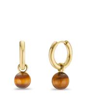 Creolen Set Muse Gold aus Edelstahl mit natürlichen Tigerauge Perlen im Ø8mm-600456