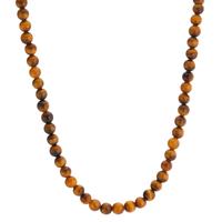 Halskette Muse aus natürlichen Tigerauge-Perlen, 42-45 cm verstellbar, Ø4 mm-600466