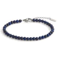 Armband Muse aus Edelstahl mit Lapislazuli, 17.5-19.5 cm verstellbar, Ø4 mm-600469