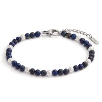 Armband Muse mit Lapislazuli und weissen Muschelperlen, 17,5- 19,5cm verstellbar, Ø4 mm-600471