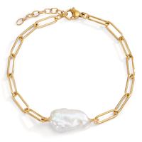 Armband Edelstahl Süsswasserzuchtperle weiss 18.5-21.5 cm verstellbar-600889
