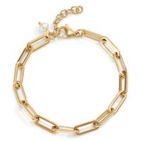Armband Edelstahl gelb IP beschichtet Süsswasserzuchtperle 18.5-22 cm verstellbar-600907