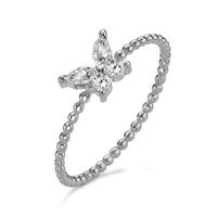 Fingerring Silber Zirkonia 4 Steine rhodiniert Schmetterling-600959