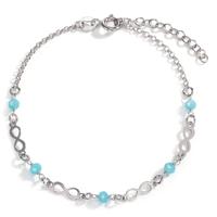 Armband Silber Kristall aqua, 5 Steine rhodiniert Infinity 17-20 cm verstellbar
