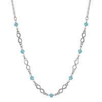 Collier Silber Kristall aqua, 7 Steine rhodiniert Infinity 42-45 cm verstellbar