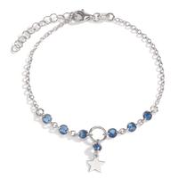 Armband Silber Kristall blau, 7 Steine rhodiniert Stern 17-20 cm verstellbar-601039