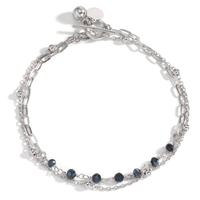 Armband Silber Kristall schwarz, 7 Steine rhodiniert 19 cm-601051