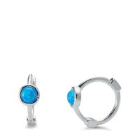 Klappcreolen Silber synth. Stein blau, 2 Steine-601152