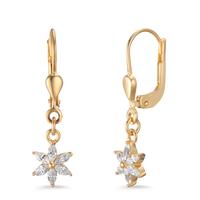 Ohrhänger 375/9 K Gelbgold Zirkonia 12 Steine Blume Ø7 mm-601313