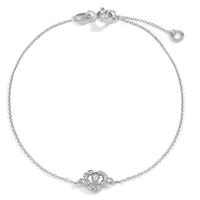 Armband 750/18 K Weissgold Diamant 0.005 ct, w-si Herz 15.5-17.5 cm verstellbar Ø5.5 mm-601588