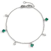 Armband Silber Zirkonia grün, 6 Steine rhodiniert 16-18 cm verstellbar-602351