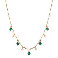 Collier Bronze Zirkonia grün, 9 Steine vergoldet 38-45 cm verstellbar-602360