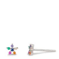 Ohrstecker Silber Zirkonia 12 Steine rhodiniert Blume Ø5.5 mm-602587