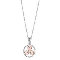 Halskette mit Anhänger Silber rosé bicolor 40-42 cm verstellbar Ø15 mm-602737