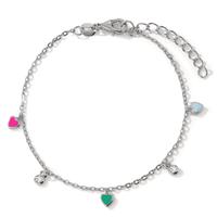 Armband Silber Zirkonia 2 Steine rhodiniert Herz 16-19 cm verstellbar-603215