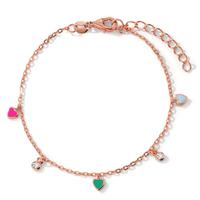 Armband Silber Zirkonia 2 Steine rosé vergoldet Herz 16-19 cm verstellbar-603216