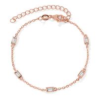 Armband Silber Zirkonia 5 Steine rosé vergoldet 15.5-20.5 cm verstellbar-603231