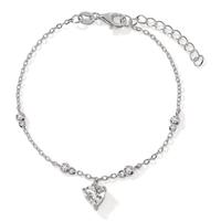 Armband Silber Zirkonia 5 Steine rhodiniert Herz 16-19 cm verstellbar-603233