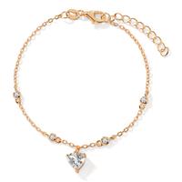 Armband Silber Zirkonia 5 Steine gelb vergoldet Herz 16-19 cm verstellbar-603235