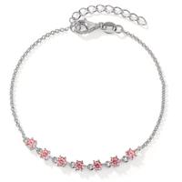 Armband Silber Zirkonia rosa, 7 Steine rhodiniert 16-19 cm verstellbar-603236