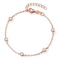 Armband Silber Zirkonia 5 Steine rosé vergoldet 16-19 cm verstellbar-603243
