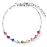 Armband Silber Zirkonia 9 Steine rhodiniert 16-19 cm verstellbar-603245