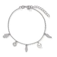 Armband Silber Zirkonia rhodiniert shining Pearls weiss, 6 mm 16-19 cm verstellbar-603248