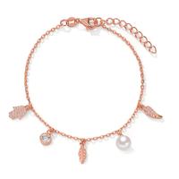 Armband Silber Zirkonia rosé vergoldet shining Pearls weiss, 6 mm 16-19 cm verstellbar-603249