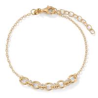 Armband Silber Zirkonia 16 Steine gelb vergoldet 16-19 cm verstellbar-603253