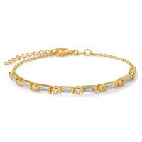 Armband Silber Zirkonia 16 Steine gelb vergoldet 15.5-18.5 cm verstellbar-603256