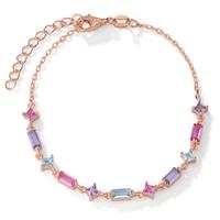 Armband Silber Zirkonia 11 Steine rosé vergoldet 16-19 cm verstellbar-603258