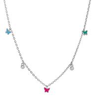Collier Silber Zirkonia 2 Steine rhodiniert Schmetterling 34-41 cm verstellbar-603347