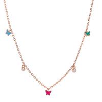Collier Silber Zirkonia 2 Steine rosé vergoldet Schmetterling 34-41 cm verstellbar-603348