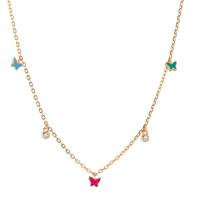 Collier Silber Zirkonia 2 Steine gelb vergoldet Schmetterling 34-41 cm verstellbar-603349
