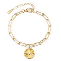 Armband Silber gelb vergoldet Perlmutt weiss 15.5-20.5 cm verstellbar-603644
