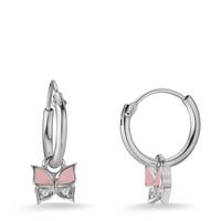 Creolen mit Einhänger Silber Zirkonia weiss, 4 Steine rhodiniert Schmetterling Ø5.5 mm-603772