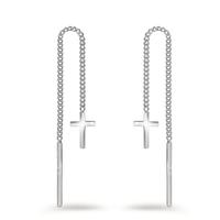 Durchziehohrhänger Silber Kreuz-603784
