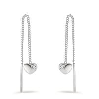 Durchziehohrhänger Silber Zirkonia 2 Steine Herz-603785