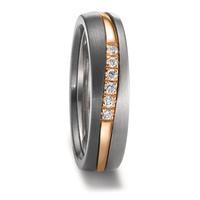 Partnerring Zirkonium, 585/14 K Rosegold, Titan Diamant 0.10 ct, 6 Steine, w-si-603842