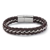Armband Edelstahl, Leder 20 cm-604073
